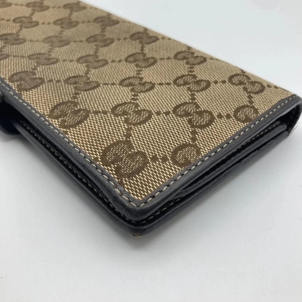 🔹️ GUCCI🔹️ purse Leather long wallet Brown Canvas Supreme  ✨️🤎 - Picture 7 of 13